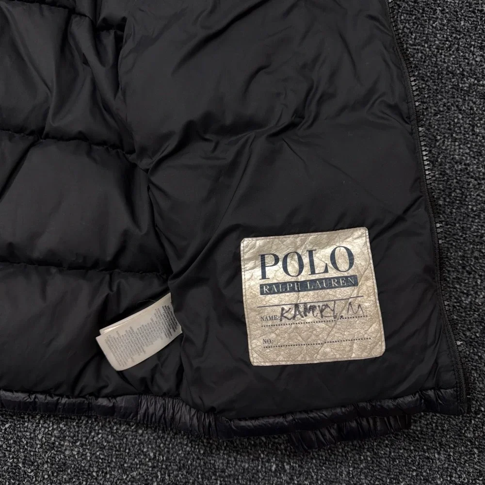 Polo Ralph Lauren Kids Black Puffer Jacket Size S 8‎ Red Pony Quilted No Hood